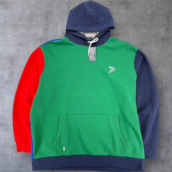 Polo Ralph Lauren Men's Hoodie Colorblock Pullover Double Knit Polo Size 3 XLT - Picture 2 of 14